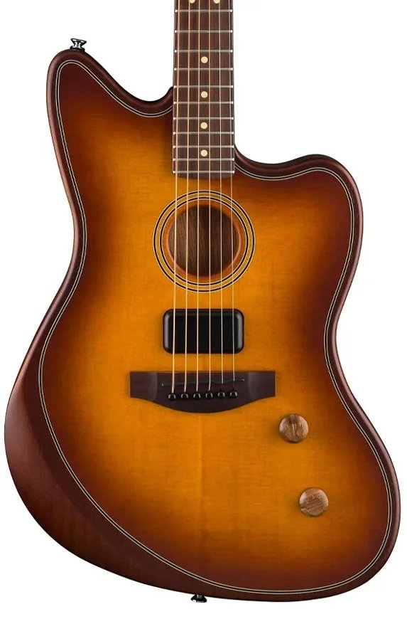 Fender Standard Acoustasonic Jazzmaster Electric Guitar RW FB, Honey Burst Made in Indonesia