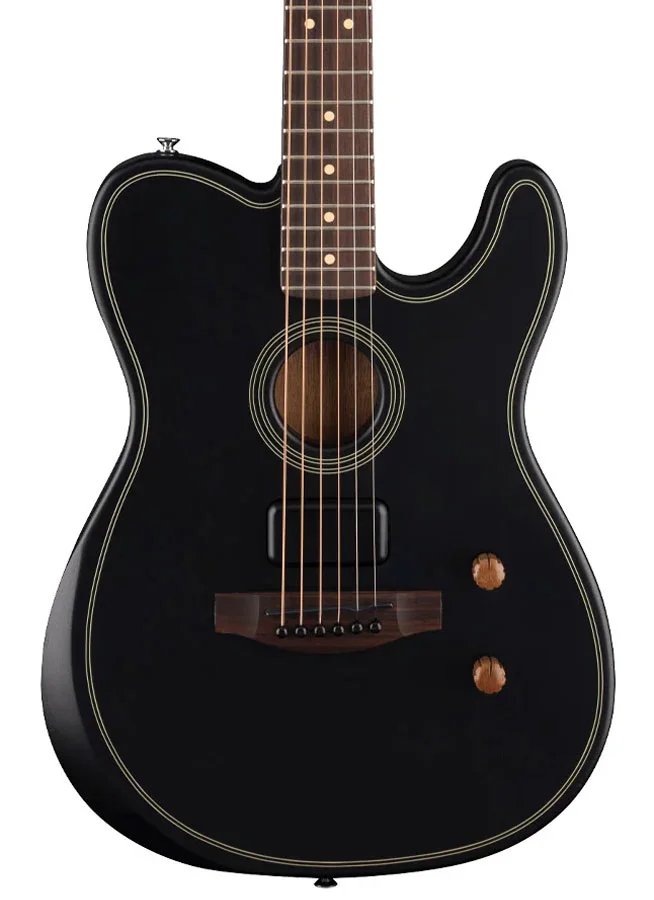 Fender Standard Acoustasonic Telecaster Electric Guitar RW FB, Black Made in Indonesia
