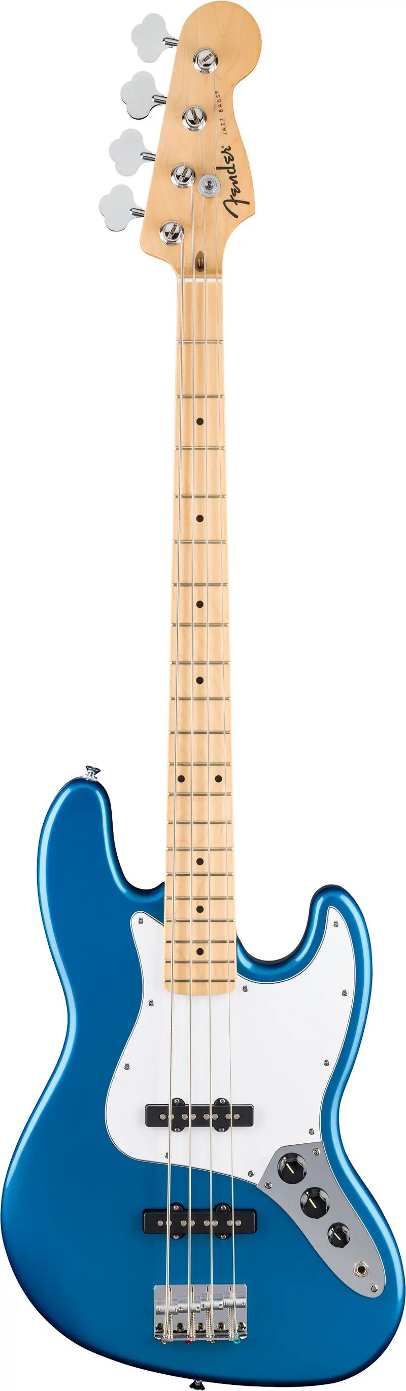 Fender Standard Jazz Bass with White Pickguard Maple FB, Aqua Marine Metallic Made in Indonesia
