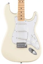 Fender Standard Stratocaster Electric Guitar Maple FB, Olympic White Made in Indonesia