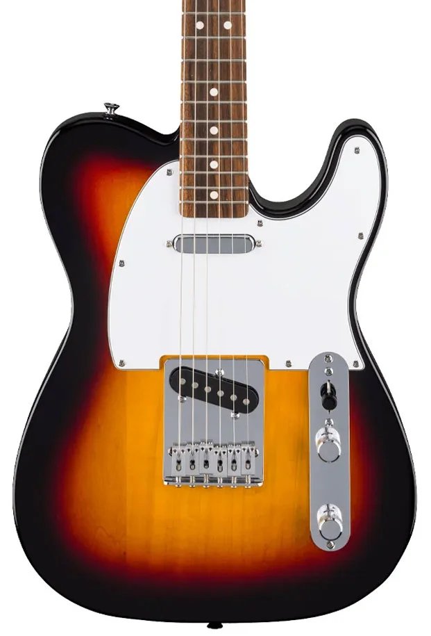 Fender Standard Telecaster Electric Guitar with White Pickguard Laurel FB, 3 Color Sunburst Made in Indonesia