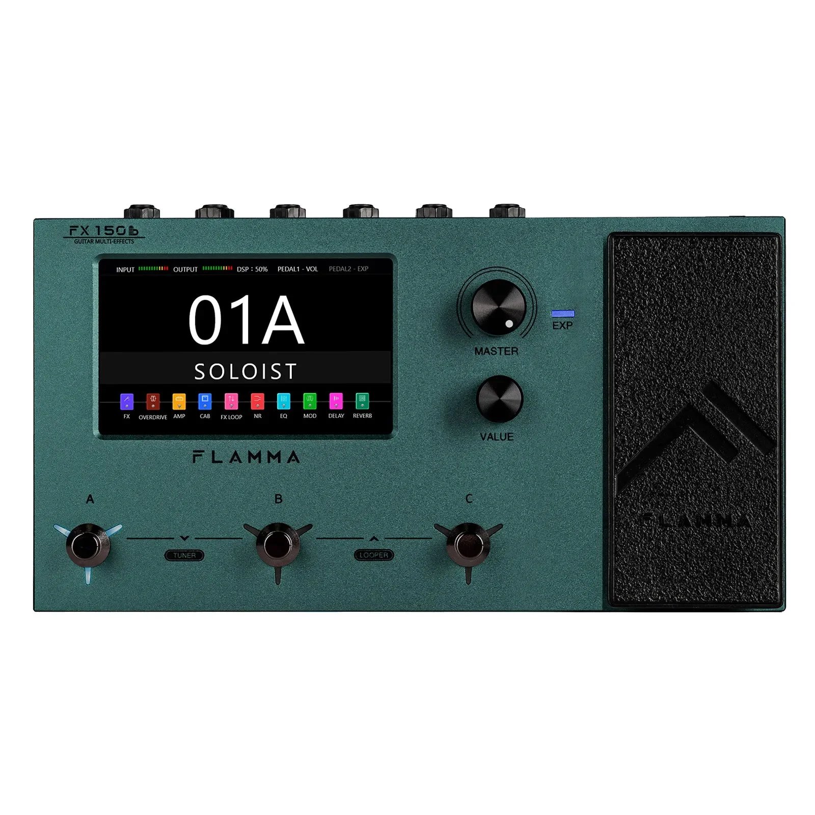 FLAMMA FX150B Guitar Multi Effects Pedal Built-in Battery, Nebula Green