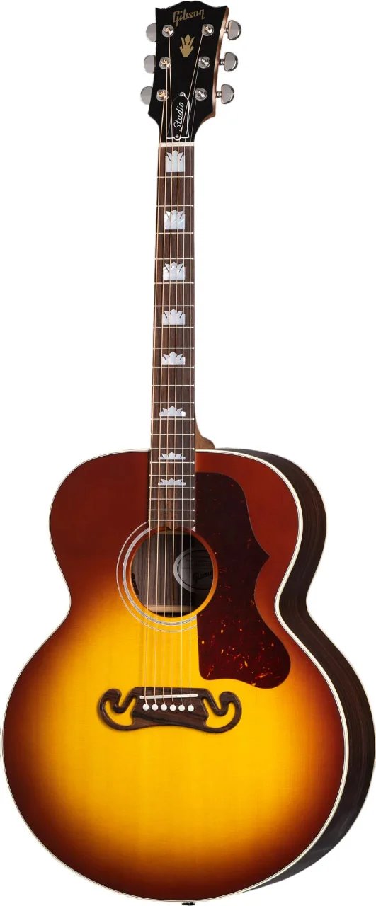 Gibson SJ-200 Studio Rosewood Acoustic Eectric Guitar with Gig Case, Rosewood Burst with Gloss Top