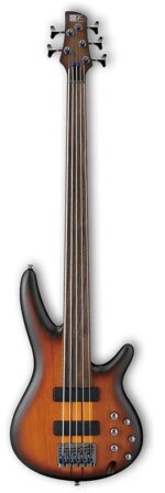 Ibanez SRF705 Workshop Fretless Electric Bass Guitar, Brown Burst Flat