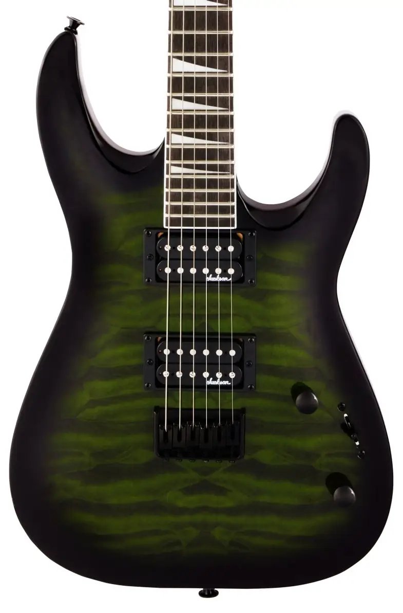 Jackson Dinky Arch Top JS32Q DKA HT Electric Guitar, Amaranth FB, Transparent Green Burst