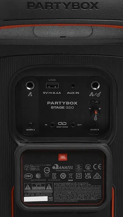 JBL PartyBox Stage 320 Bluetooth Speaker with Telescopic Handle & Wide Sturdy Wheels