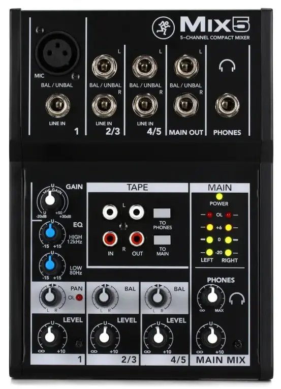 Mackie Mix5 5 channel Compact Analog Mixer