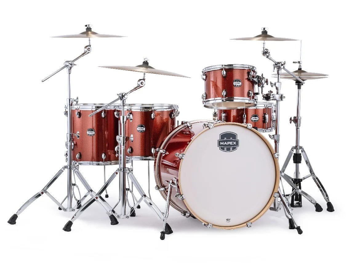 Mapex Mars Birch MA628SF OR 6 Piece Crossover Drum Set, Blood Orange Sparkle
