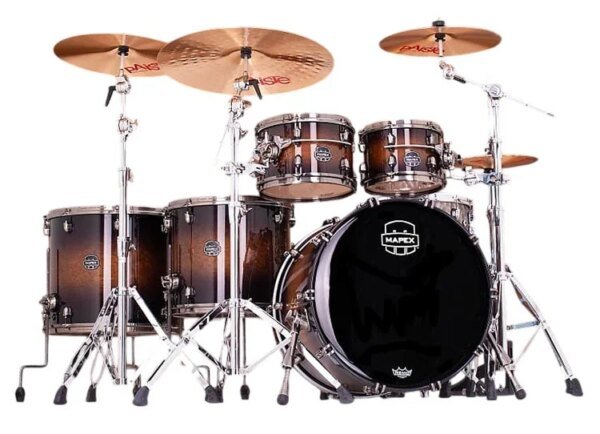 Mapex Saturn Evolution Workhorse Maple Walnut SE728XMBMZ 6 Piece Drum Set, Exotic Night Forest Burst