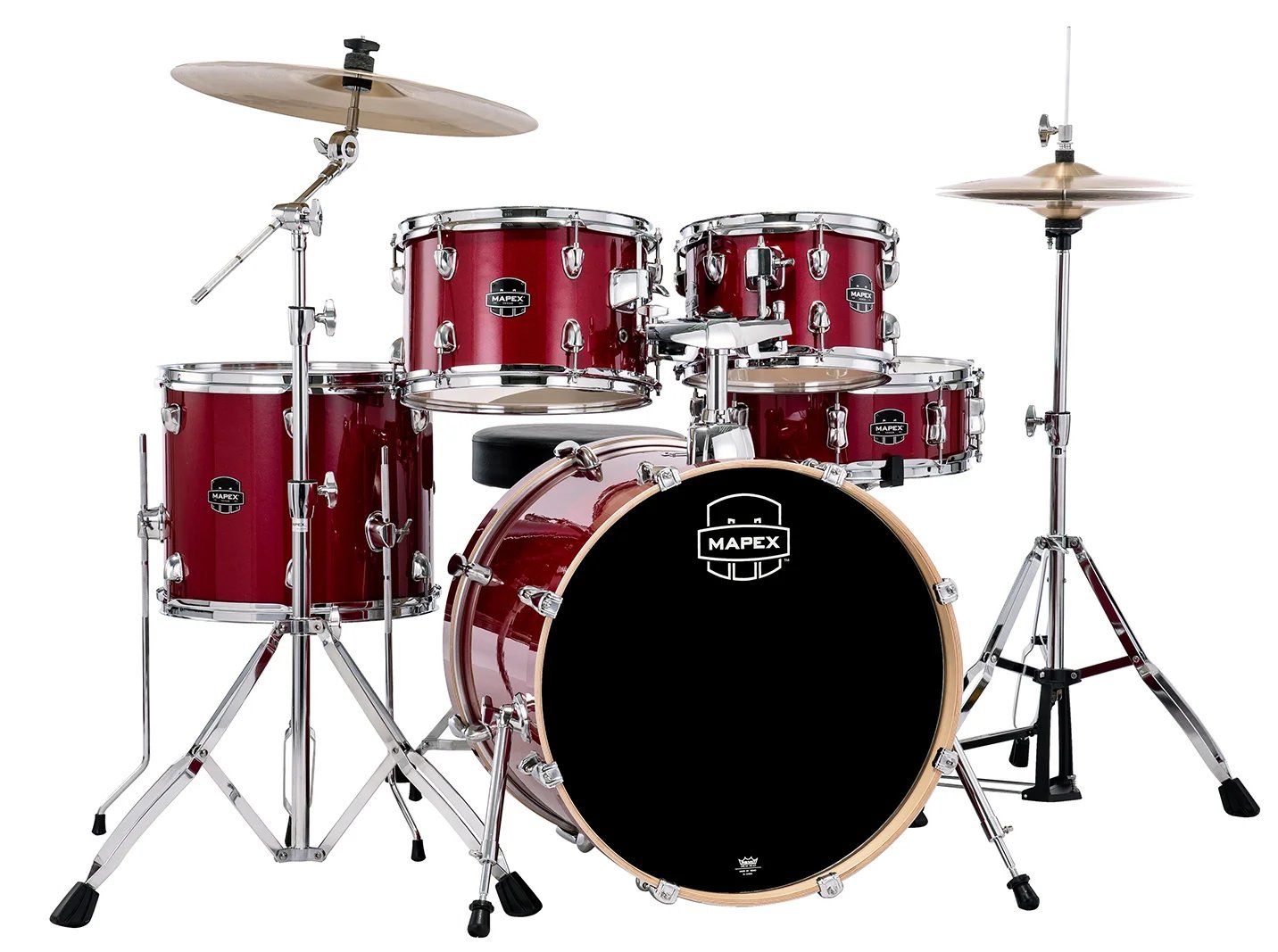 Mapex Venus VE5295FT VM 5 Piece Drum Set, Crimson Red Sparkle