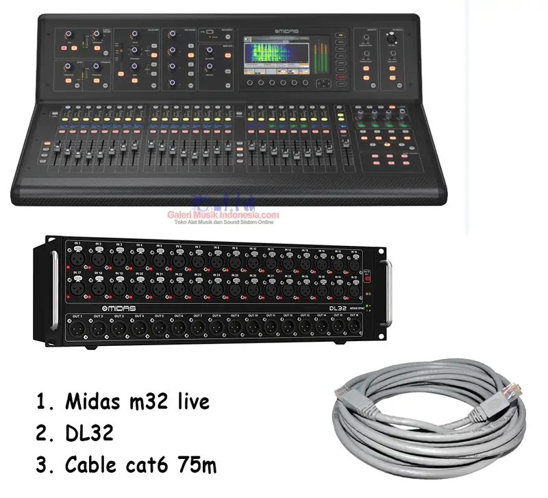 Midas M32 LIVE 32-Channel Digital Mixer + Paket DL32 + Cable Cat6