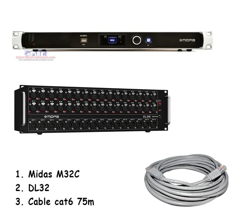 Midas M32C Digital Rackmount Mixer + Paket DL32 + Cable Cat6