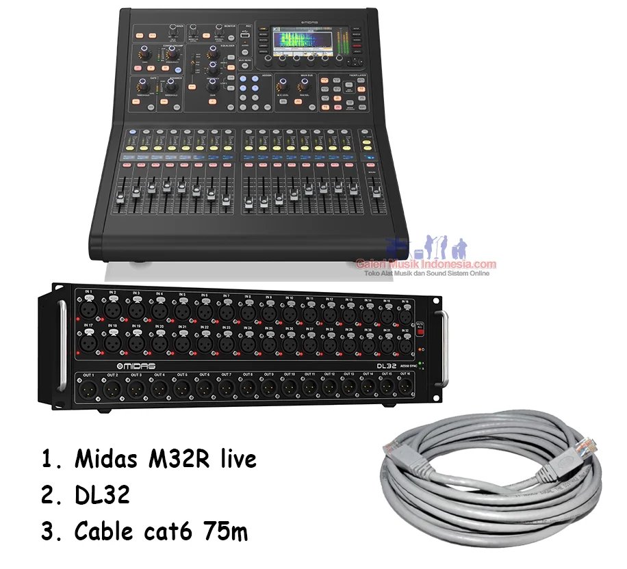 Midas M32R 16-Channel Digital Mixer + Paket DL32 + Cable Cat6