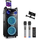 products moukey mts210 1 double 10 inch karaoke machine portable pa trolley speaker with woofer bluetooth and 2 mic 8386