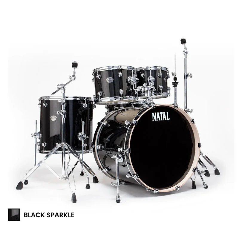Natal Arcadia Birch Limited Edition 5 Piece Drum Set, Black Sparkle