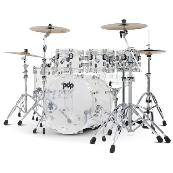 PDP Concept Acrylic 7 Piece Drum Set Clear with Chrome Hardware