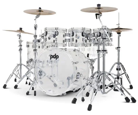 PDP Concept Acrylic 7 Piece Drum Set Clear with Chrome Hardware