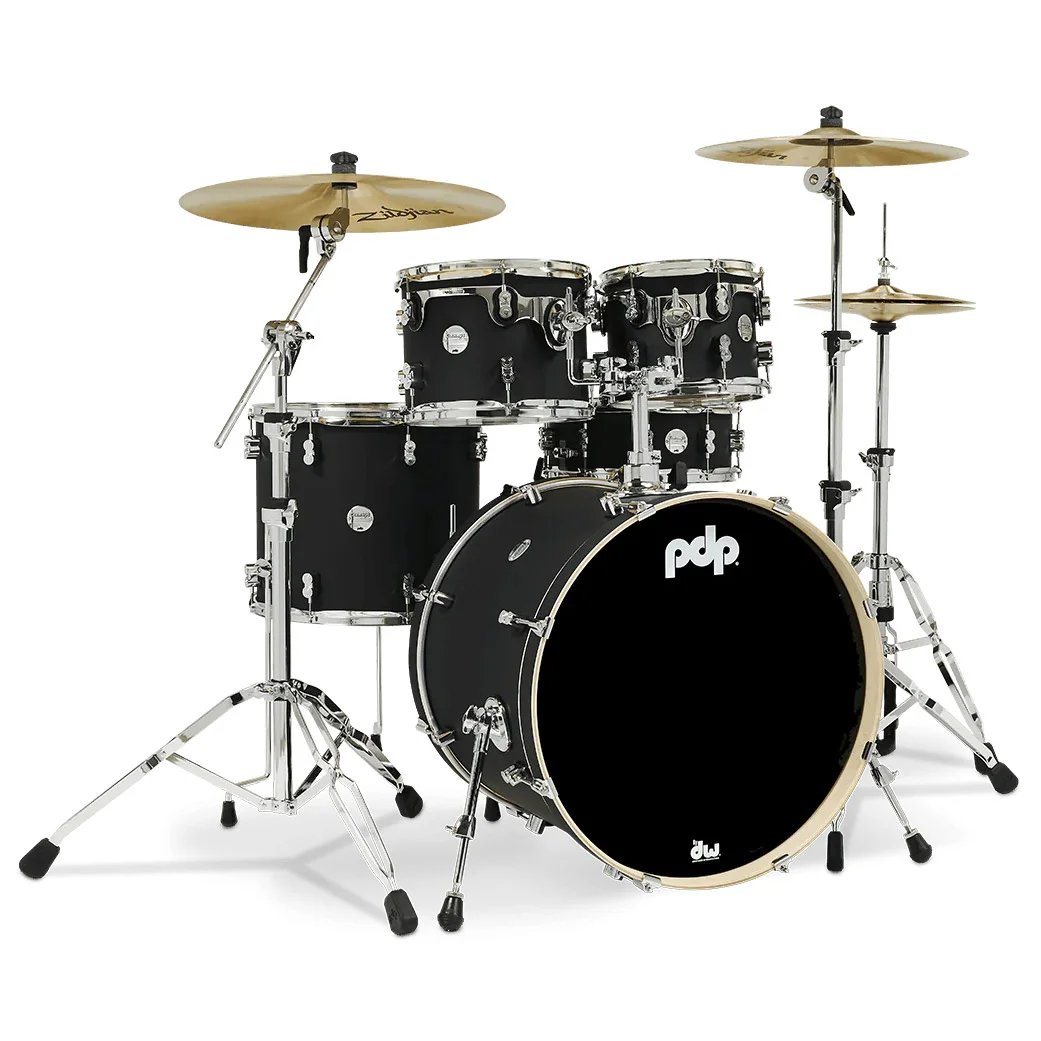 PDP Concept Maple PDCM2215BK Satin Black Covering 5 Piece Drum Set