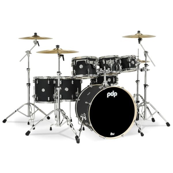 PDP Concept Maple PDCM2217BK Satin Black Covering 7 Piece Drum Set