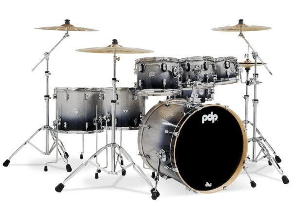 PDP Concept Maple PDCM2217SB Silver to Black Fade Lacquer 7 Piece Drum Kit