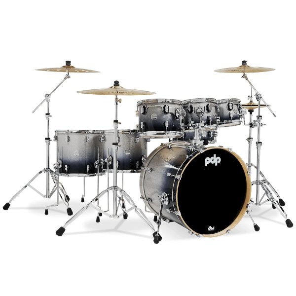 PDP Concept Maple PDCM2217SB Silver to Black Fade Lacquer 7 Piece Drum Kit