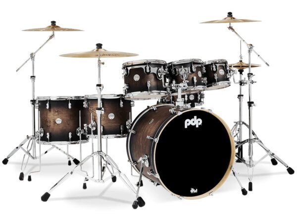 PDP Concept Maple PDCM2217SCB Satin Charcoal Burst Lacquer 7 Piece Drum Kit