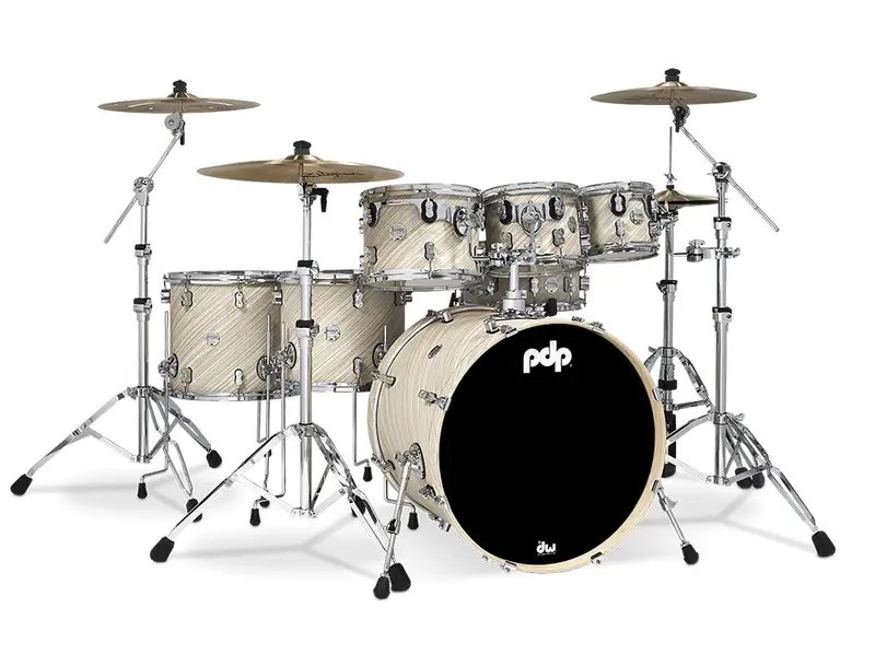 PDP Concept Maple PDCM2217TI Twisted Ivory Covering 7 Piece Drum Set with Double Pedals