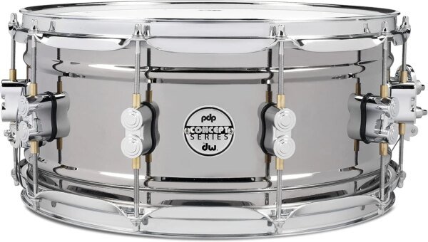 PDP PDSN6514BNCR Concept Series Black Nickel Over Steel 6.5x14" Snare Drum, Black Nickel