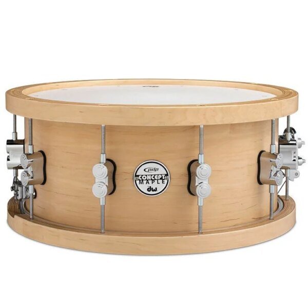 PDP PDSN6514NAWH Concept Maple with Wood Hoops 6.5 x 14” Snare Drum, Natural Finish