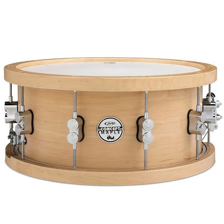 PDP PDSN6514NAWH Concept Maple with Wood Hoops 6.5 x 14” Snare Drum, Natural Finish