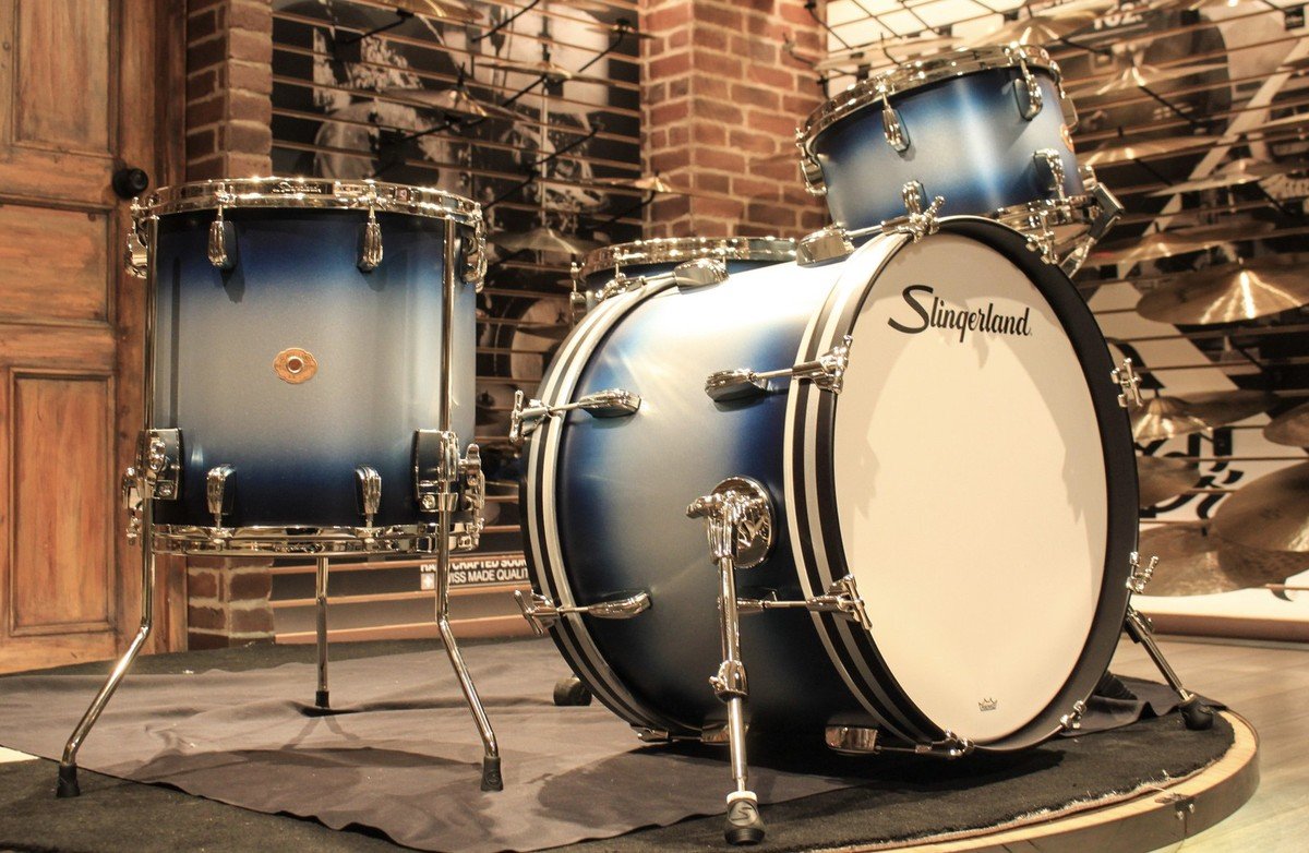 Slingerland Radio King 4-pcs Blue/Silver Lacquer Drum Set (20-12-14-14) -  New!