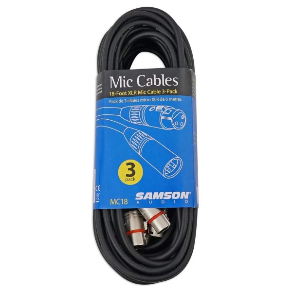 Samson MC18 XLR Microphone Cable, 3 Pack