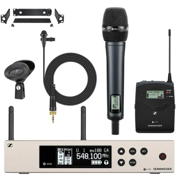 Sennheiser EW 100 G4 ME2/835S Combo Wireless Handheld and Lavalier Microphone System
