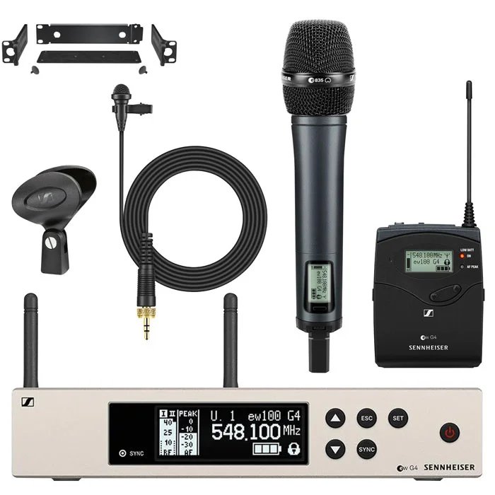 Sennheiser EW 100 G4 ME2/835S Combo Wireless Handheld and Lavalier Microphone System