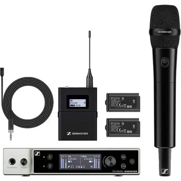 Sennheiser EW DX MKE2 Set Dual Channel Digital Wireless System w/ 2 Omni Lavalier Mic