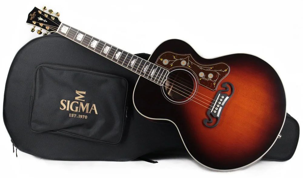 Sigma GJA SG200 Brown Sunburst Acoustic Electric Guitar with Bag