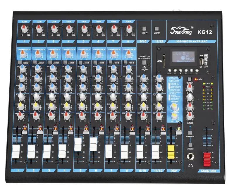 Soundking KG12 12-input Professional Audio Mixing Console with MP3/USB/SD Audio Recording