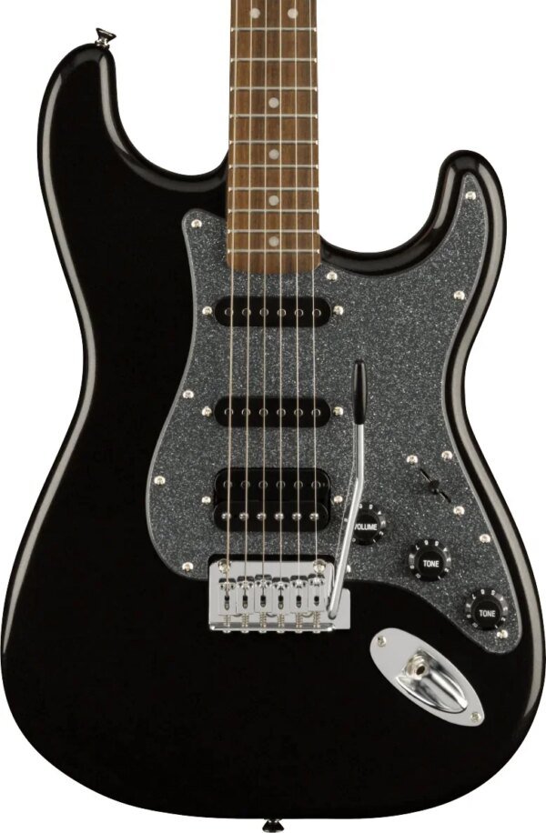 Squier FSR Affinity Stratocaster HSS Electric Guitar, Laurel FB, Metallic Black