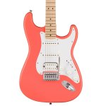 products squier sonic stratocaster hss electric guitar w white pickguard maple fb tahitian coral 8077
