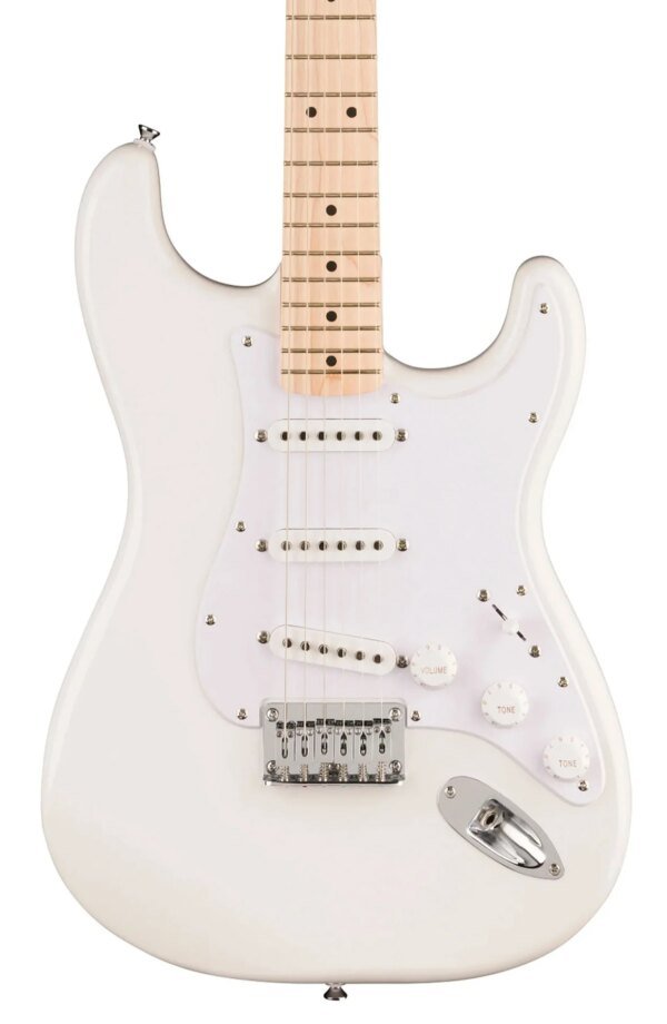 Squier Sonic Stratocaster HT Electric Guitar w/White Pickguard, Maple FB, Arctic White