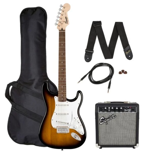 Squier Stratocaster Electric Guitar Pack with Gig Bag and Frontman 10G Amp