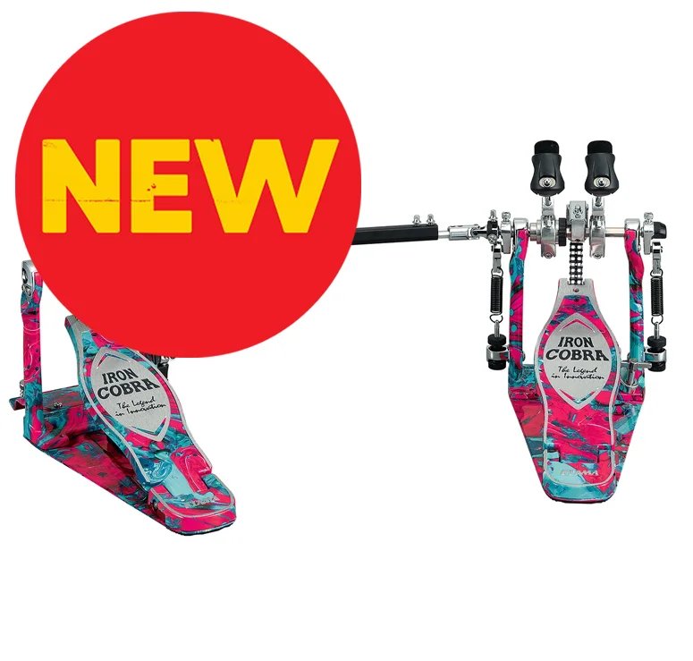 Tama HP900PWMCS Limited Iron Cobra 900 Marble Coral Swirl Power Glide Twin Pedal with Case