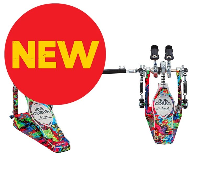 Tama HP900RWMPR Limited Iron Cobra 900 Marble Psycedelic Rainbow Rolling Glide Twin Pedal with Case