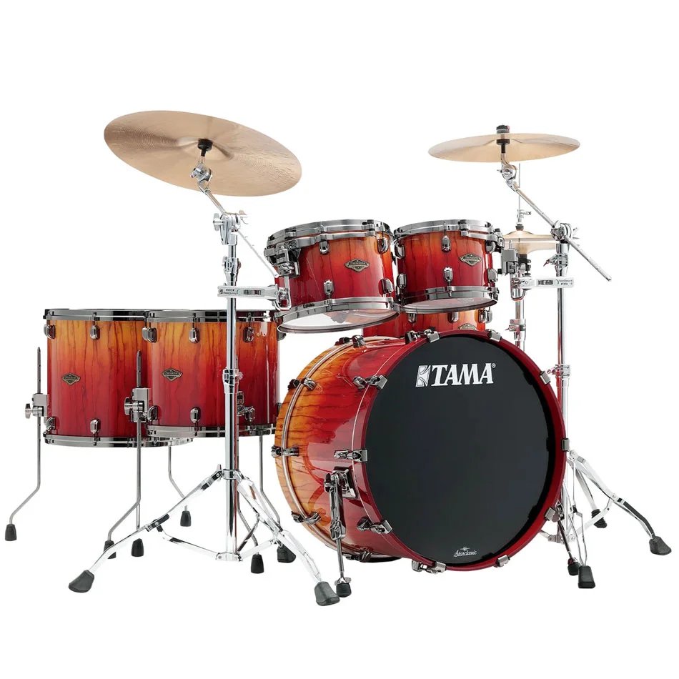 Tama Starclassic Walnut/Birch 6 Piece Limited Edition Drum Set, Vermillion Bosse Fonce Fade