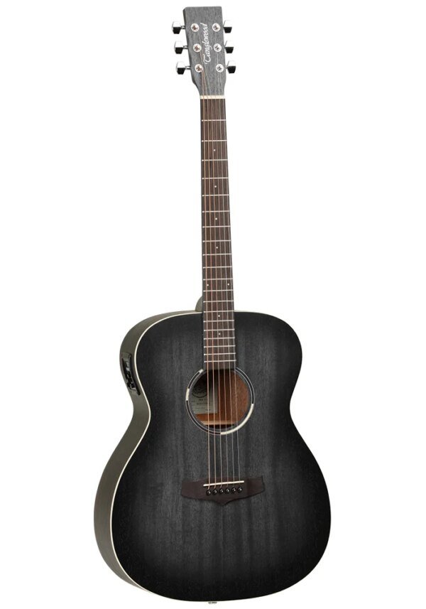Tanglewood TWBB OE Blackbird Folk Acoustic Electric Guitar, Smoke Black Satin w/ Bag
