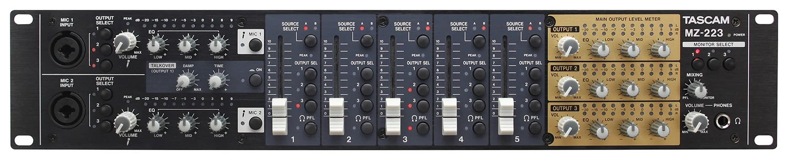 Tascam MZ-223 5-channel Rackmount Multizone Mixer