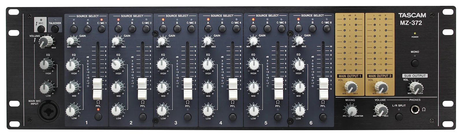 Tascam MZ-372 7-channel Rackmount Multizone Mixer