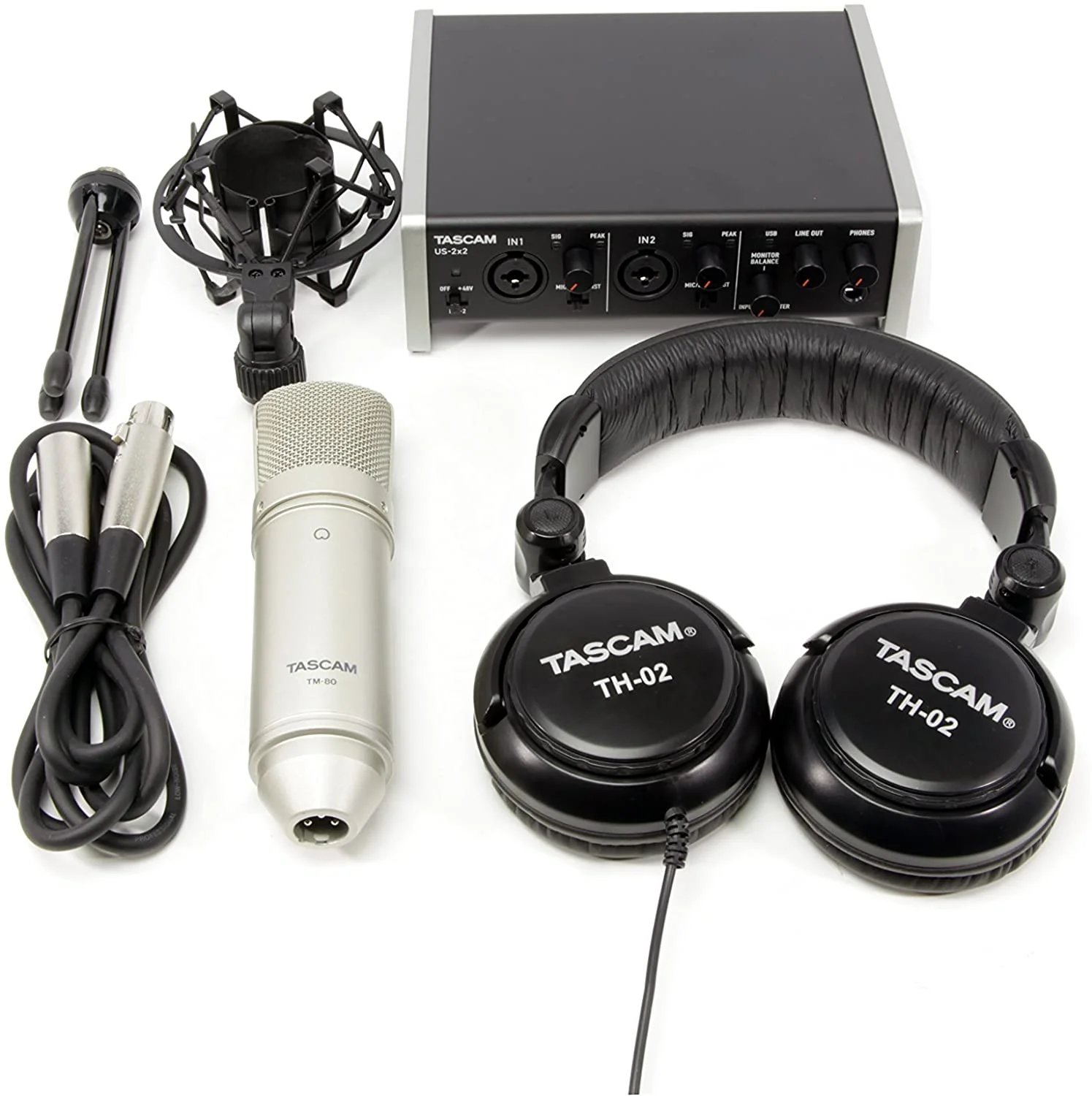 Tascam US-2x2TP-CU USB Audio Interface Bundle