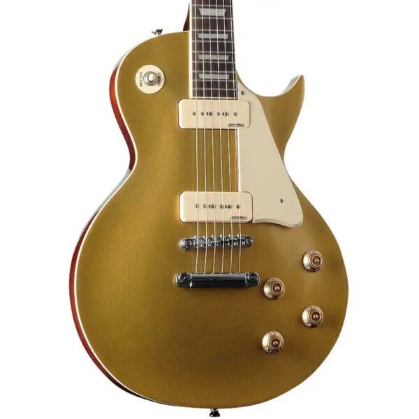 Vintage V100GT Reissued Series Electric Guitar with P90's, Gold Top
