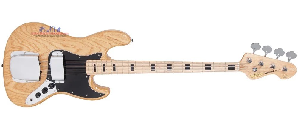Vintage VJ74NAT Reissued Maple Board Natural Ash Body Electric Bass